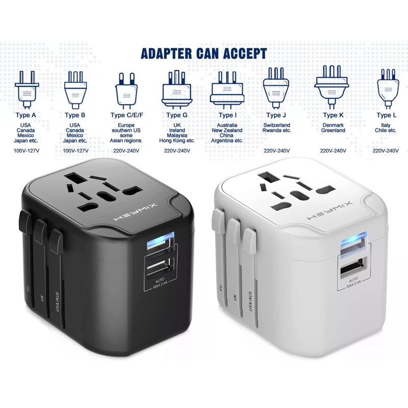 HEYMIX Universal Travel Adapter with USB – International Power Plug