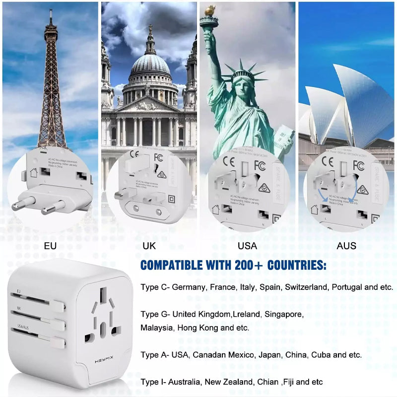 HEYMIX Universal Travel Adapter with USB – International Power Plug