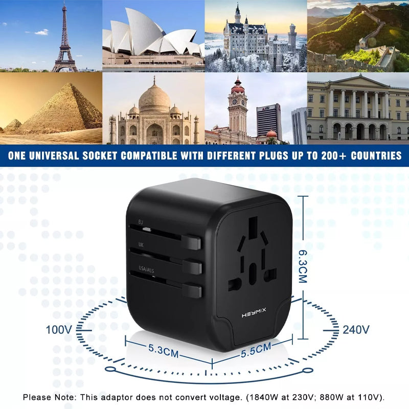 HEYMIX Universal Travel Adapter with USB – International Power Plug