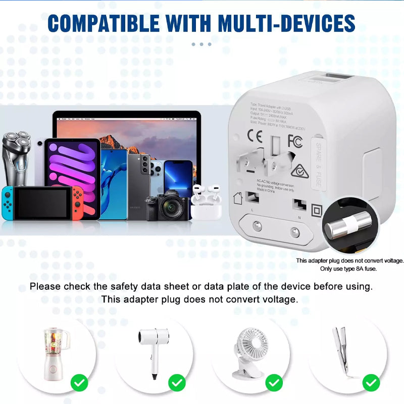 HEYMIX Universal Travel Adapter with USB – International Power Plug