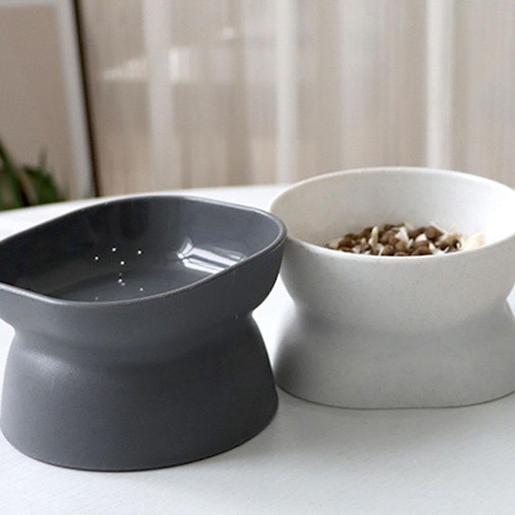 Elevated Ceramic Cat Food Bowl, Tilted & Whisker-Friendly for Indoor Cats