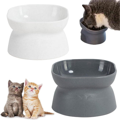 Elevated Ceramic Cat Food Bowl, Tilted & Whisker-Friendly for Indoor Cats