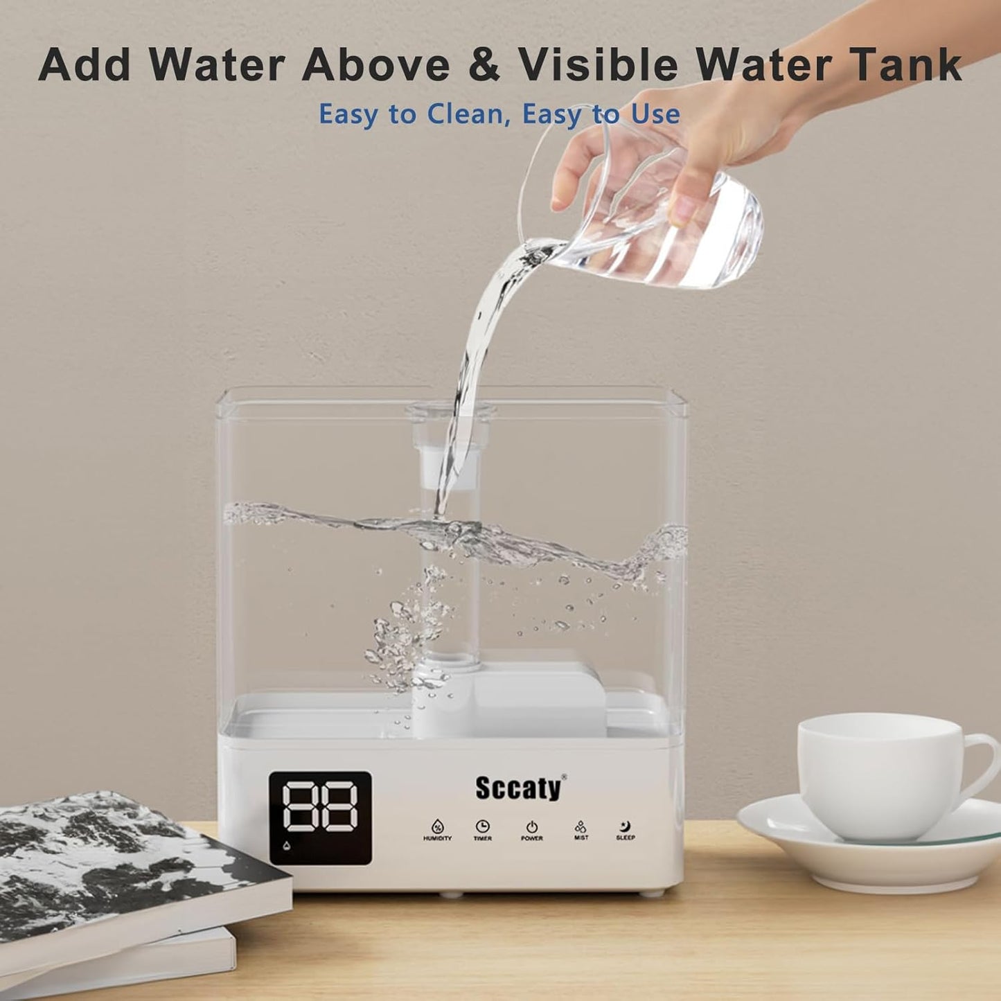 5L Ultrasonic Air Humidifier with Remote, LED Display, Timer & Aroma Diffuser