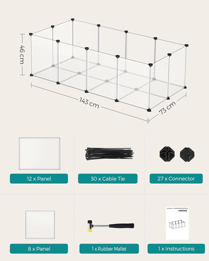 SONGMICS® Pet Playpen with Bottom, Transparent Panels for Small Animals
