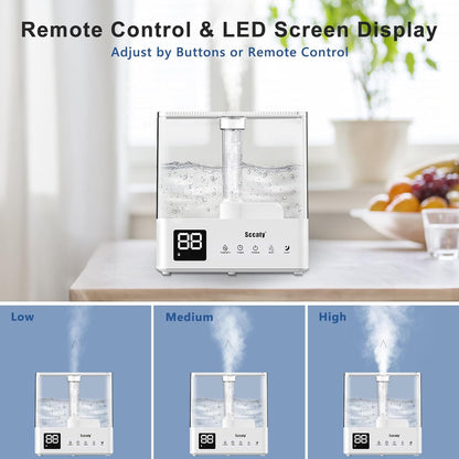 5L Ultrasonic Air Humidifier with Remote, LED Display, Timer & Aroma Diffuser