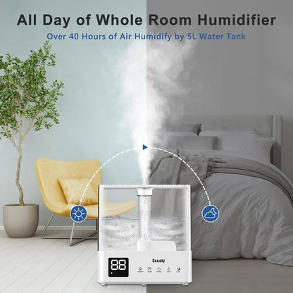 5L Ultrasonic Air Humidifier with Remote, LED Display, Timer & Aroma Diffuser