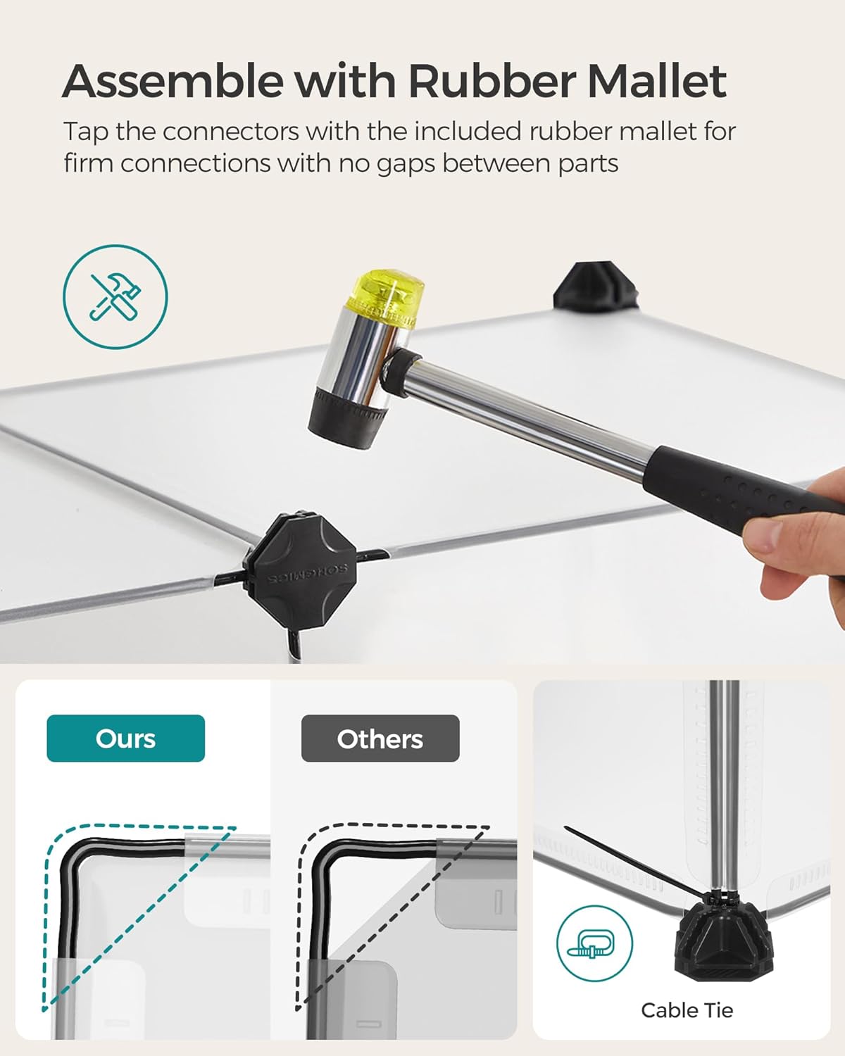 SONGMICS® Pet Playpen with Bottom, Transparent Panels for Small Animals