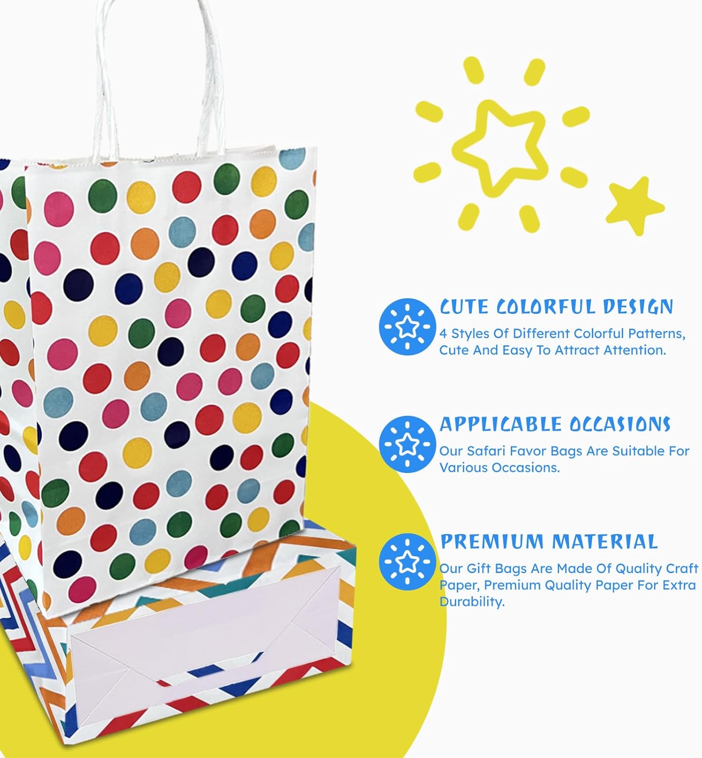 12pcs Colorful Party Gift Bags with Handles