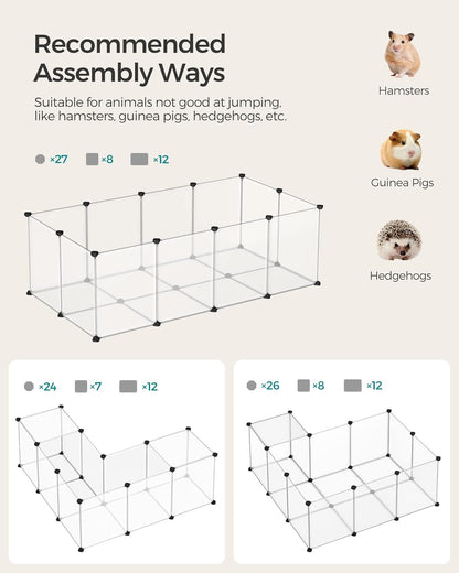 SONGMICS® Pet Playpen with Bottom, Transparent Panels for Small Animals