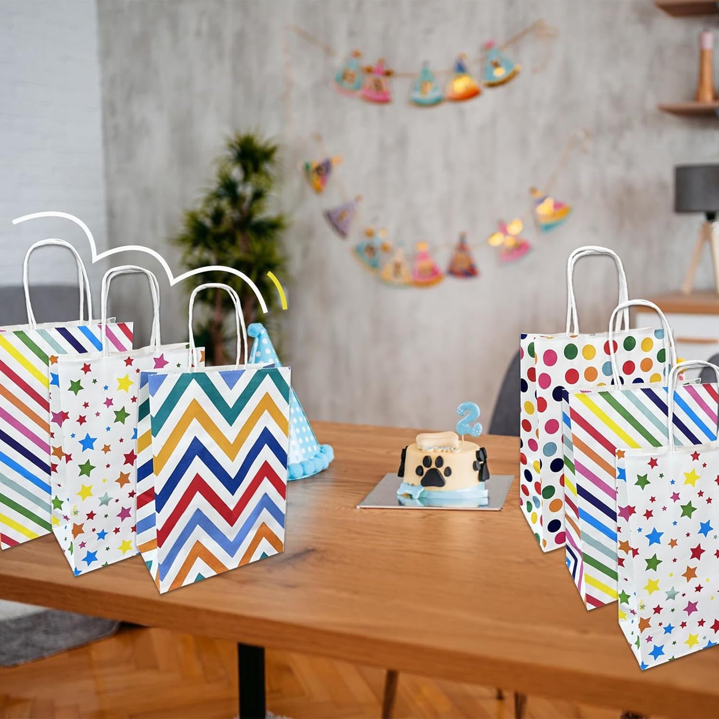 12pcs Colorful Party Gift Bags with Handles