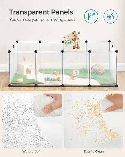 SONGMICS® Pet Playpen with Bottom, Transparent Panels for Small Animals