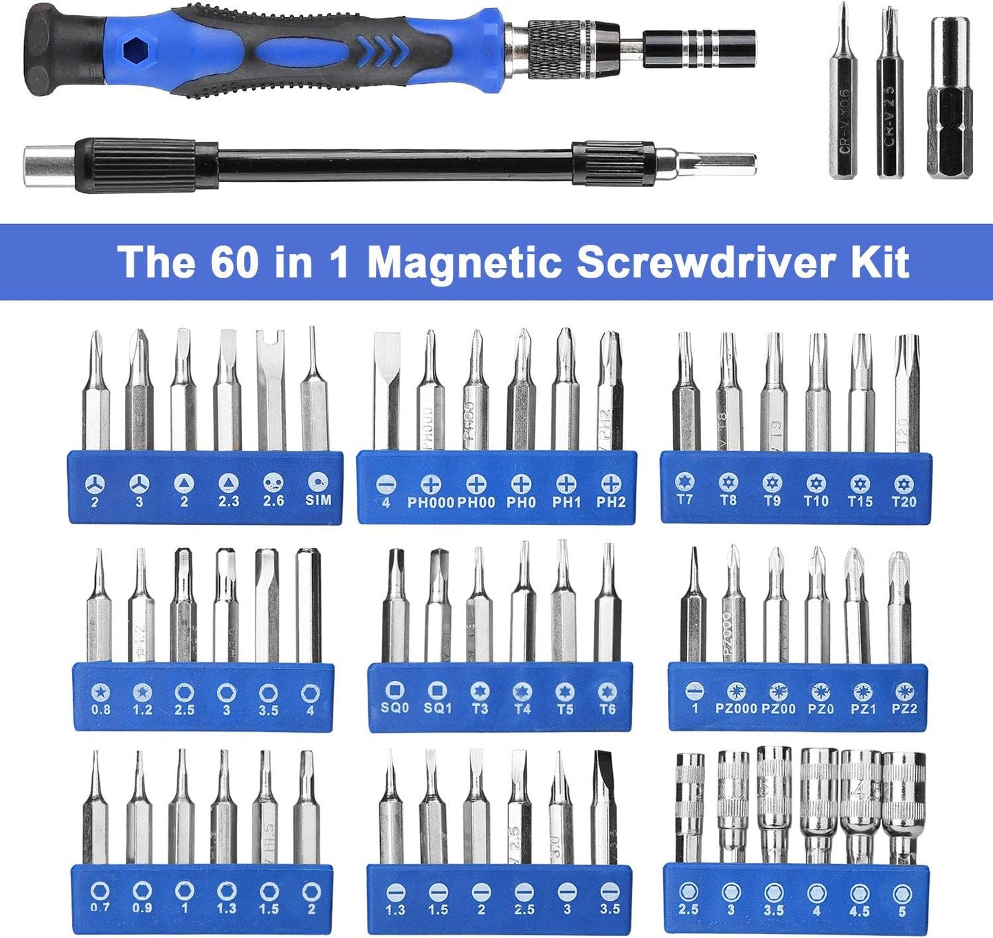Precision Screwdriver Set 60 in 1 with 56 Bits for Phone Laptop PC and More